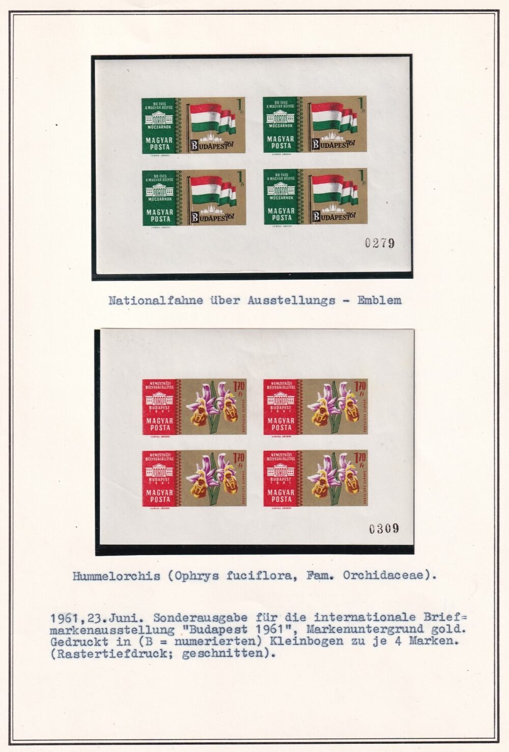 1961. Nemzetközi Bélyegkiállítás Budapest I. II. (II. vágott kisívekkel) - Image 3