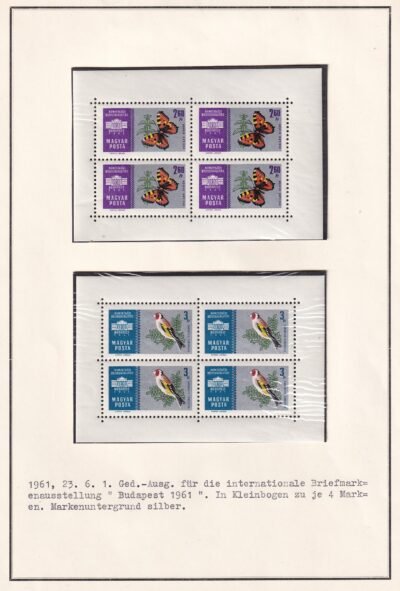1961. Nemzetközi Bélyegkiállítás Budapest I. II. (II. vágott kisívekkel)
