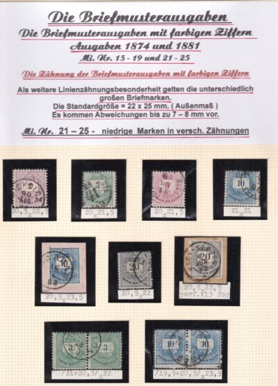 1881. Színesszámú krajcáros bélyegek kiállítási lapokon - 11 darab alacsonyra fogazott példány
