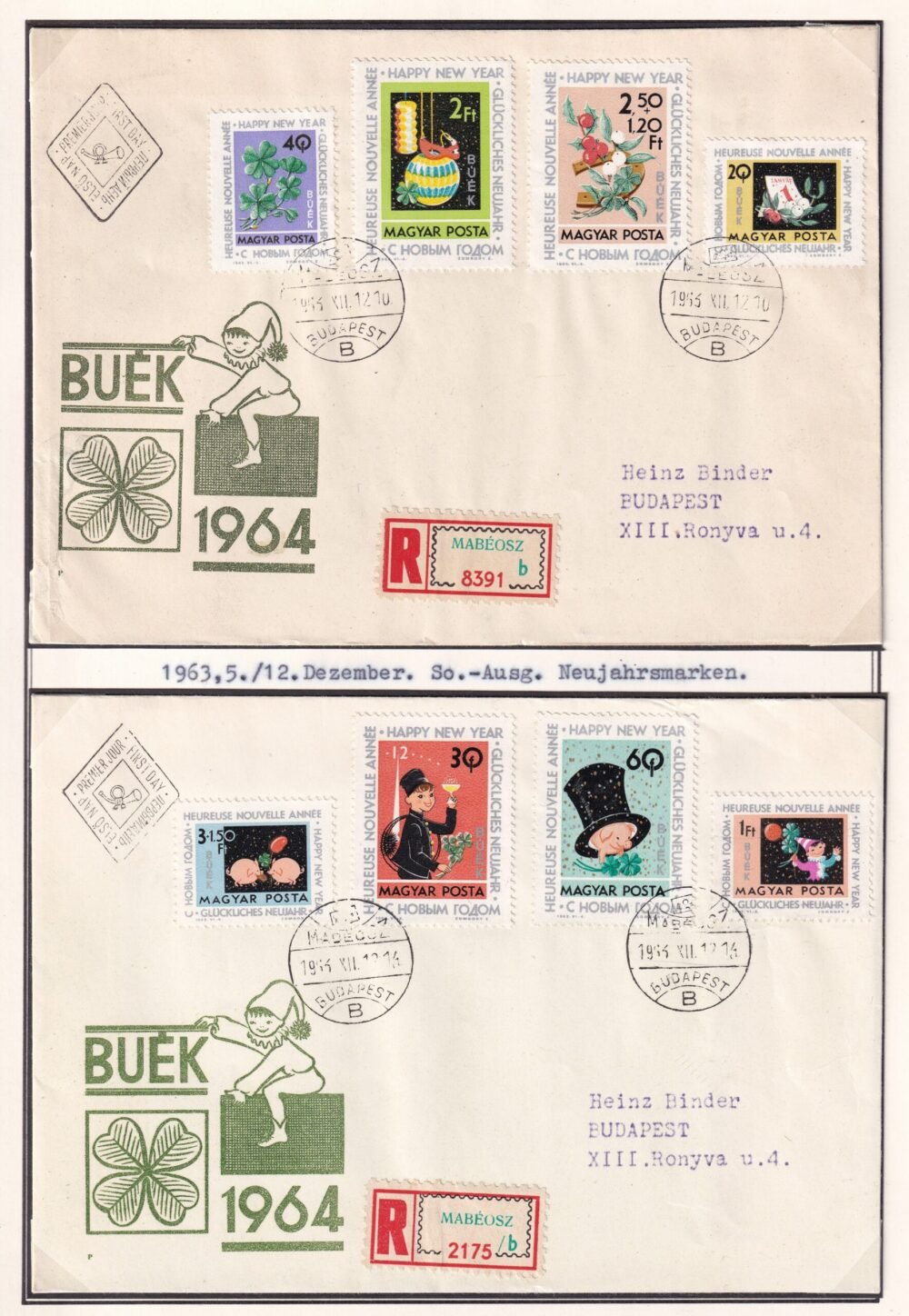 1963. Újév kis gyűjtemény kiállítási lapokon – lásd a képeket