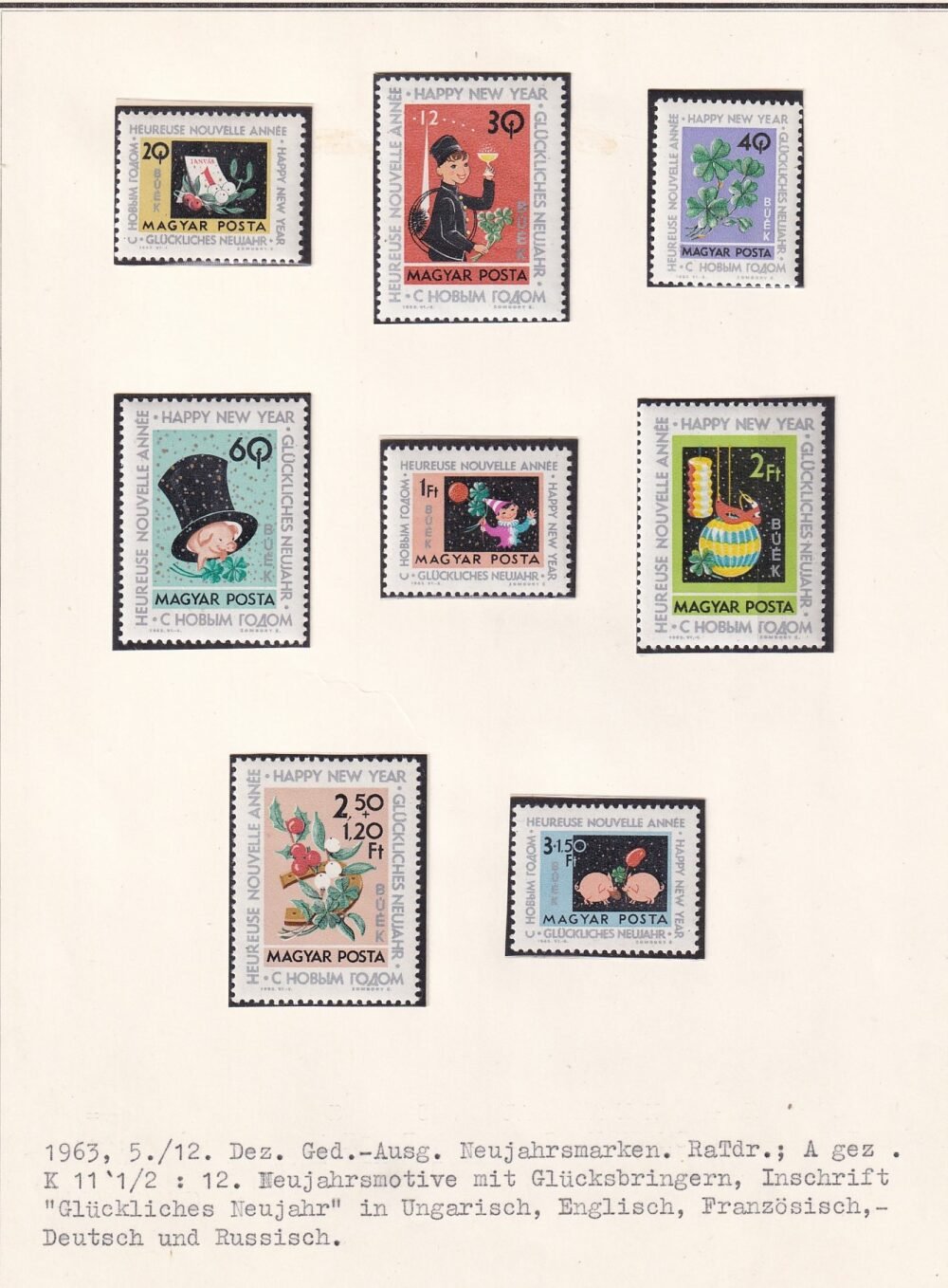 1963. Újév kis gyűjtemény kiállítási lapokon – lásd a képeket