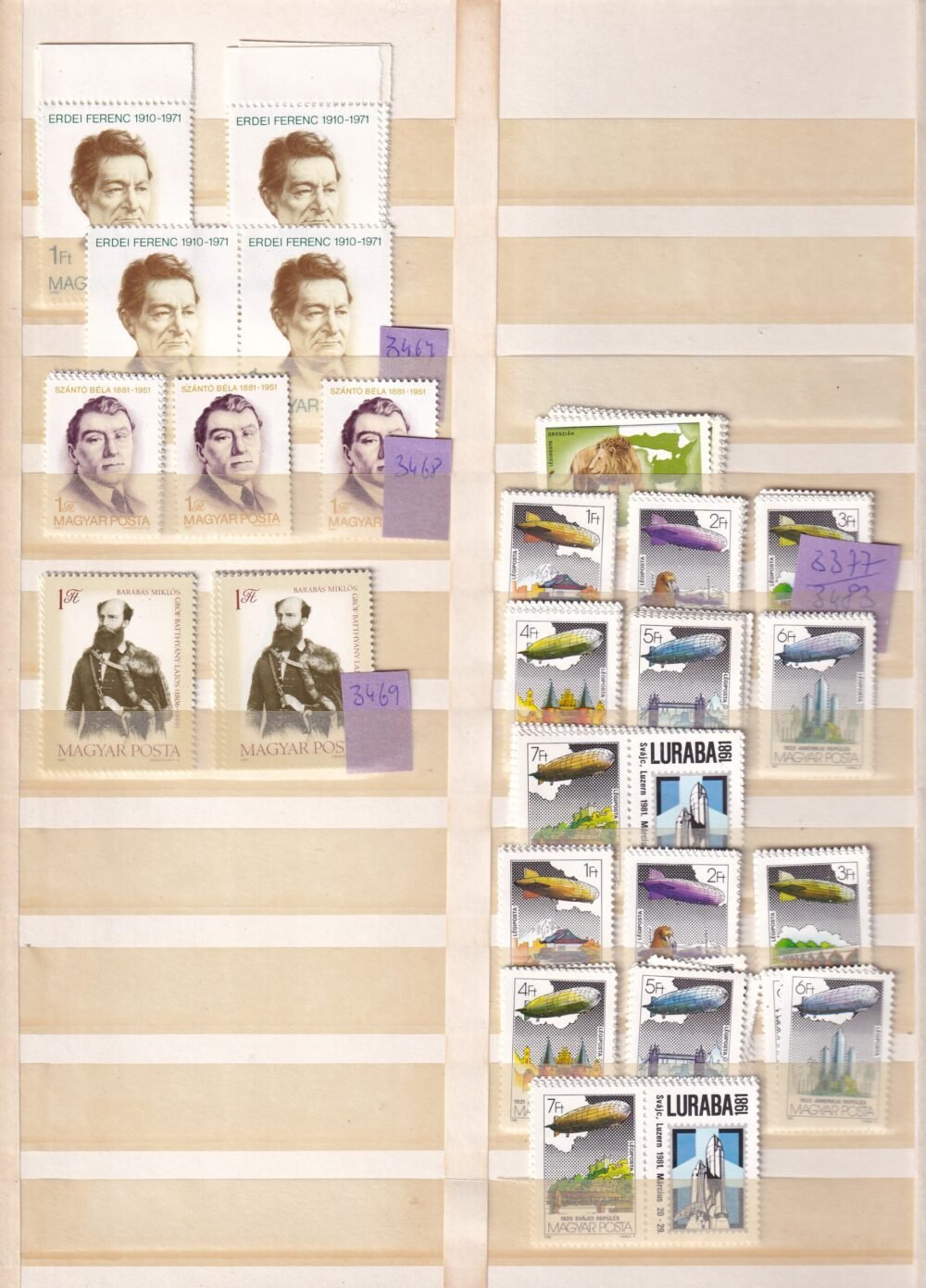 Magyar postatiszta teljes sorok 16 oldalas rendező berakóban