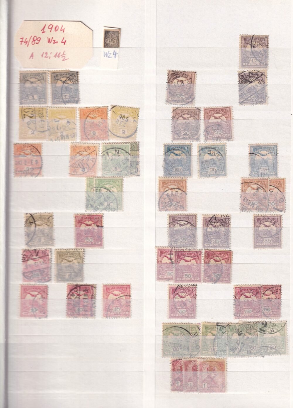 1904. Turul rendező album többszáz bélyeggel, 16 oldalas sötétzöld albumban