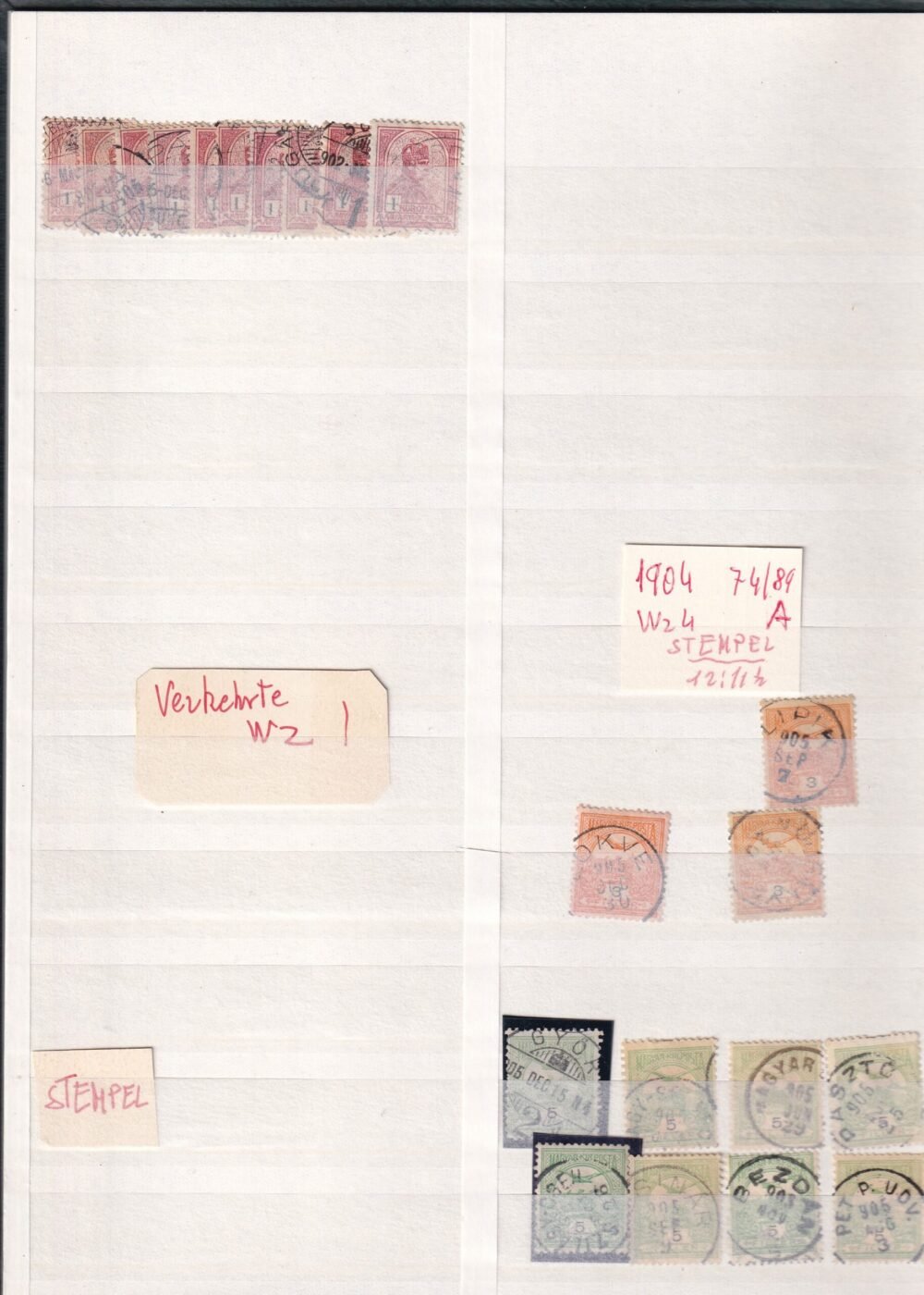 1904. Turul rendező album többszáz bélyeggel, 16 oldalas sötétzöld albumban