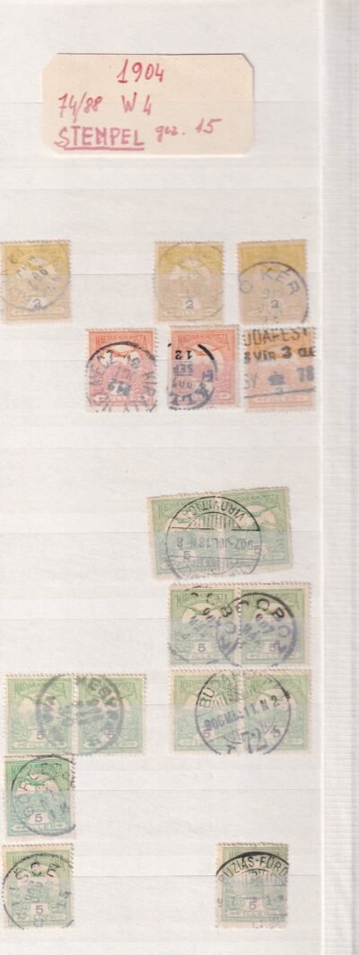 1904. Turul rendező album többszáz bélyeggel, 16 oldalas sötétzöld albumban - Image 7
