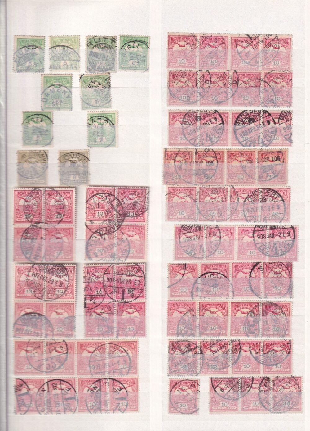 1904. Turul rendező album többszáz bélyeggel, 16 oldalas sötétzöld albumban