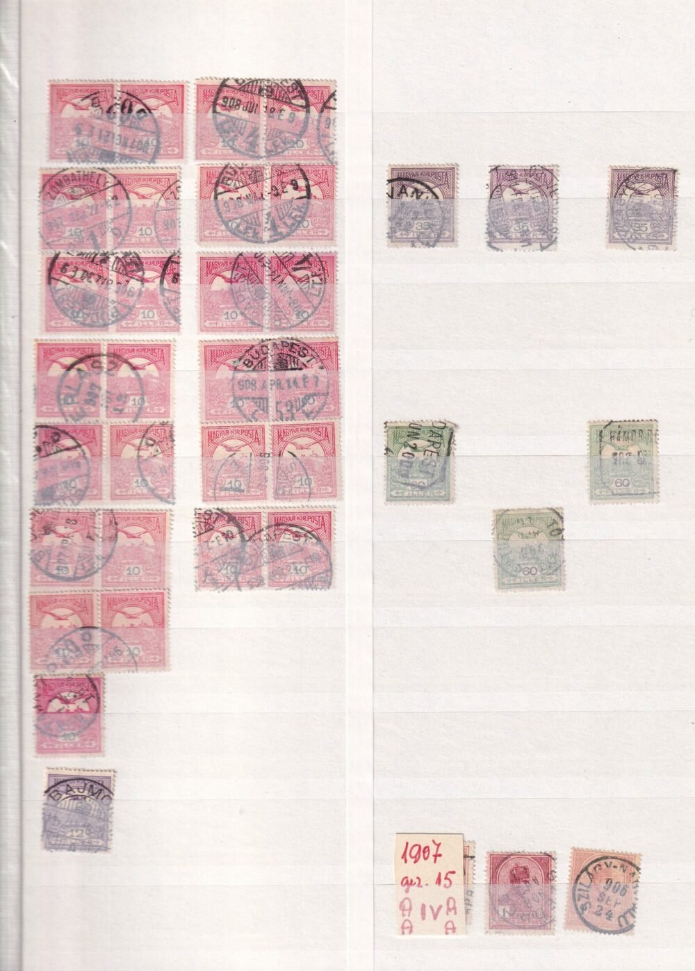 1904. Turul rendező album többszáz bélyeggel, 16 oldalas sötétzöld albumban