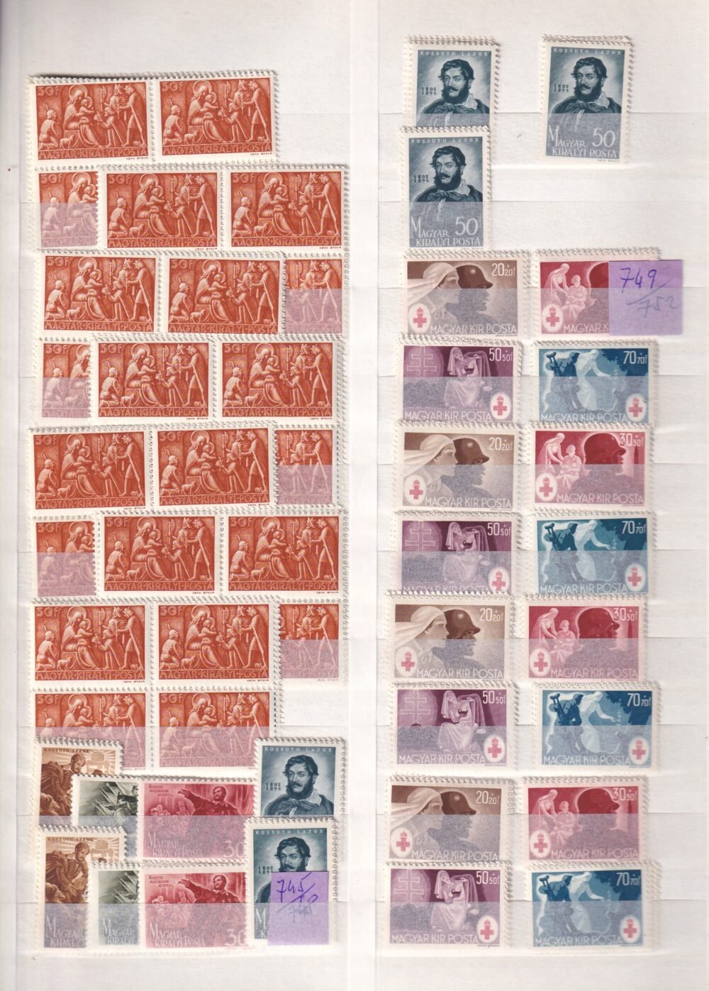 Postatiszta kereskedői rendező főleg pengős kiadások, több ezer bélyeg 16 lapos albumban