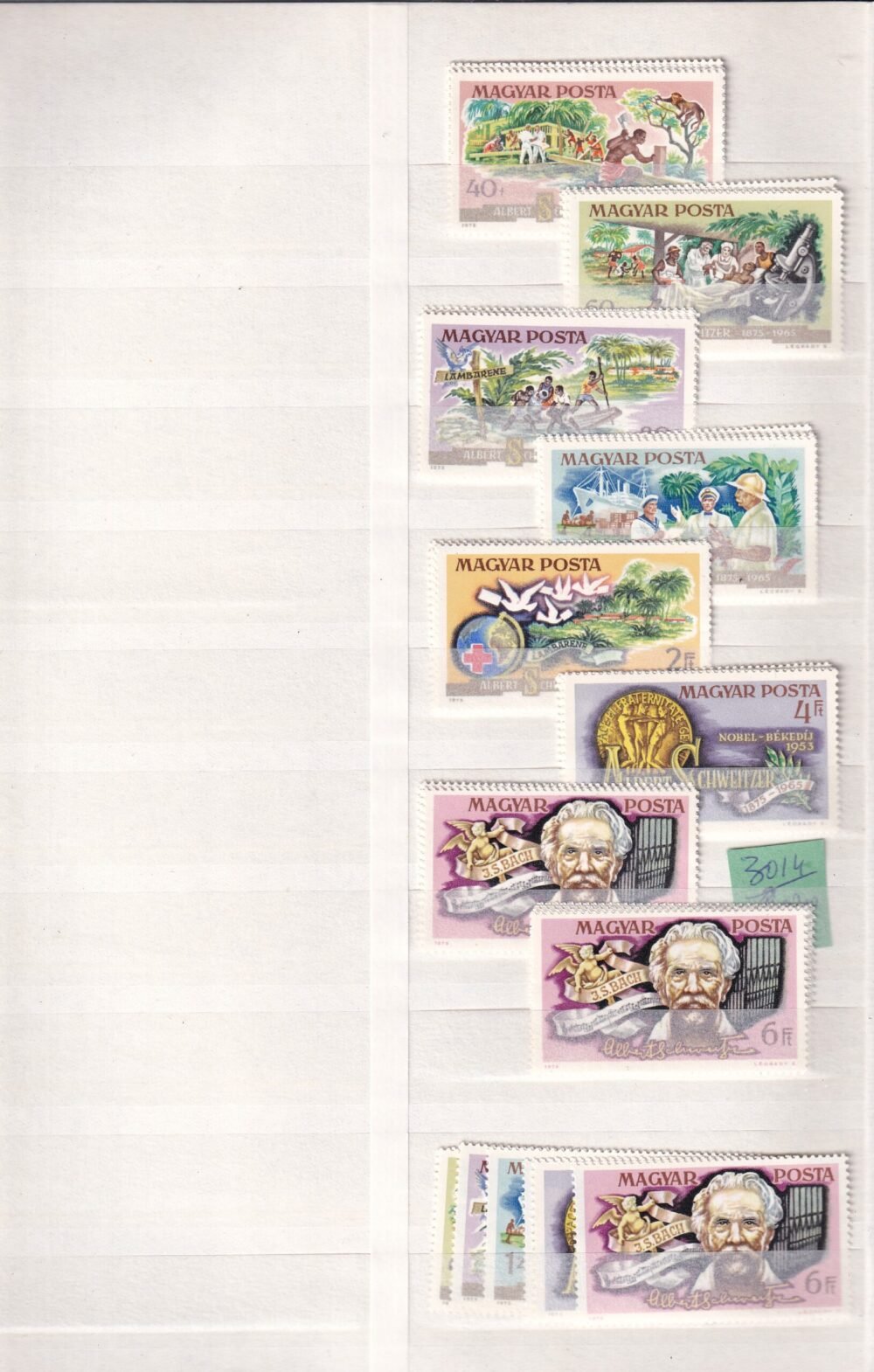 8 lapos berakó (fehér osztott lapokkal), postatiszta magyar bélyegekkel