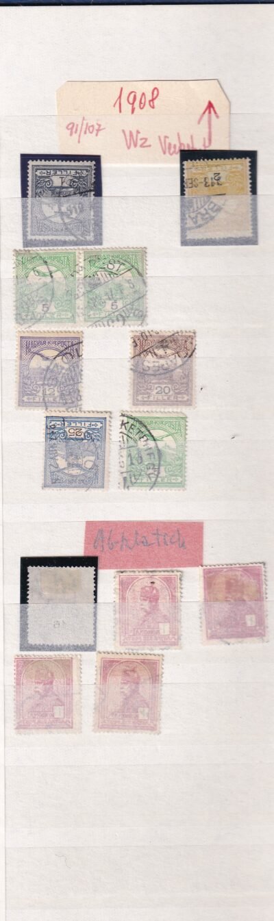 8 lapos berakó (fehér, osztott lapokkal), benne az 1908-as Turul-kiadás számos érdekességgel, kiváló alap vagy folytatható gyűjtemény - Image 3
