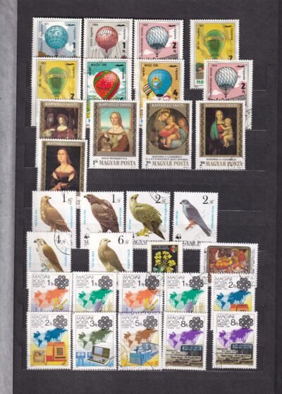 12 lapos berakó (vastag fekete lapokkal), magyar postatiszta bélyegekkel - Image 12