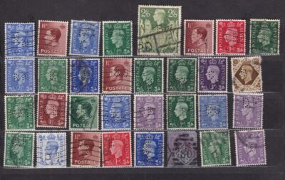 32 db Nagy-Britannia – VI. György király perfin bélyeg