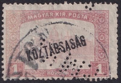 *P.M.K.B.* perfin bélyeg - KÖZTÁRSASÁG bélyegen!