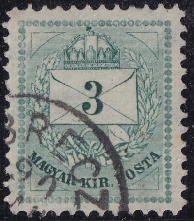 1881. 3 krajcár; a kopott nyomólemez nyomai főként a felső sarkokban...