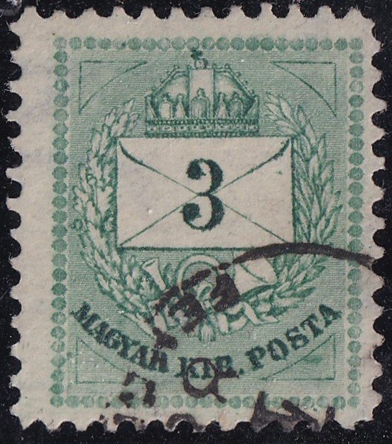 1881. 3kr javított felső háromszögek és felirat