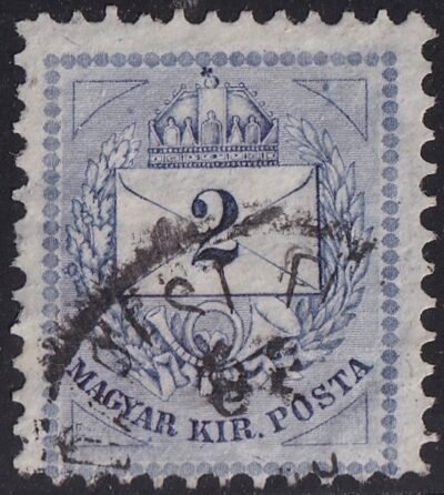1881. 2 kr javított háromszögekkel, több helyen lemezhiba