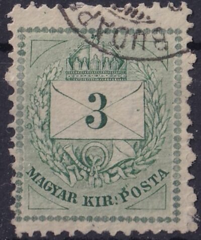 1874. 3 kr DURVÁN javított gyöngysor, több ismétlődő lemezhiba!