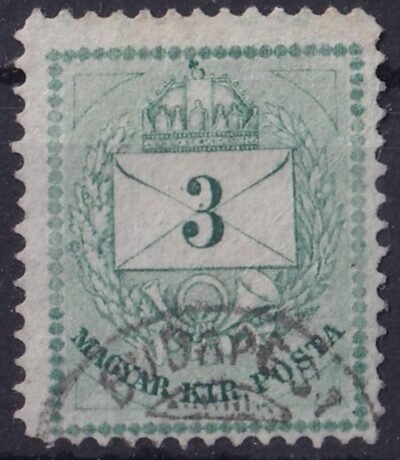1874. 3 kr alul és felül gyöngyjavítás