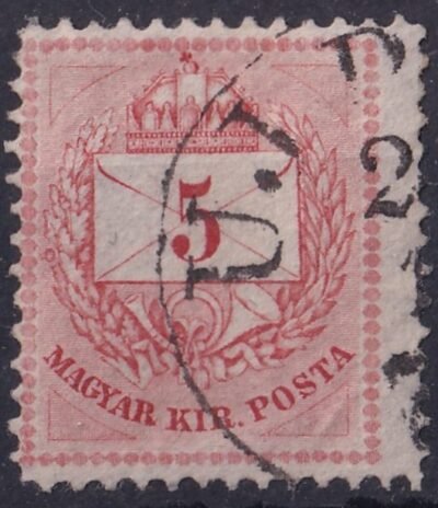 1874. Színesszámú I-típusú 5 kr - finoman után metszett lemezről