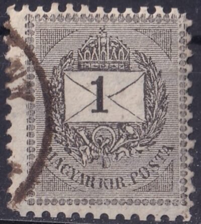 1889. 1 kr /B/ – elektrotíp bélyeg sorfogazással, különnyomott értékszámmal