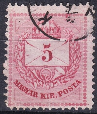 1874. 5 kr – szeplős nyomat, sok festékpöttyel