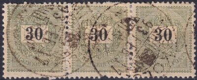 1889. 30kr hármascsík - világoszöld sznárnyalat