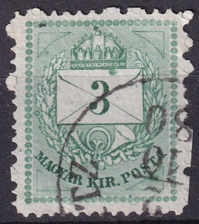 1874. 3kr látványos lemezkitörés a korona alatt
