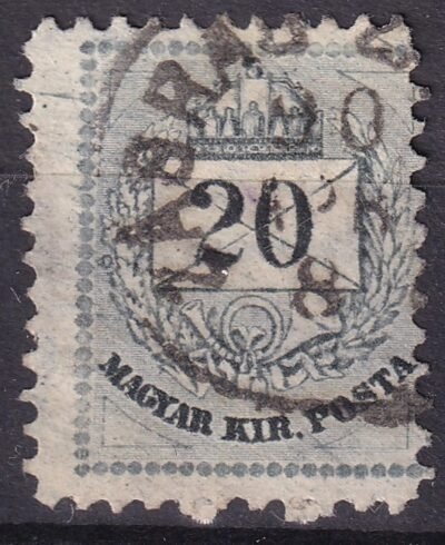 1881. 20kr erősen elcsúszott - képbe - fogazással