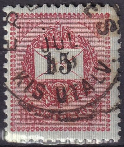 1889. 15kr az "5" szám zászlója vékony! - EPERJES / KIS UTALV.