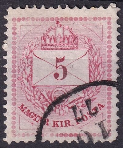 1874. 5 kr – ismétlődő lemezhiba az ‘Y’ betű alatt