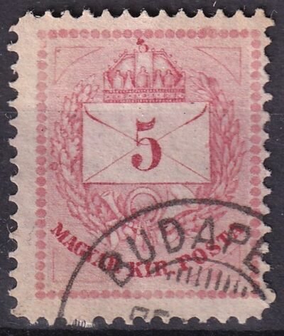 1874. 5 krajcár – színes folt a babérkoszorú csúcsán, feltehetően egy ismert lemezhiba kezdődő alakja