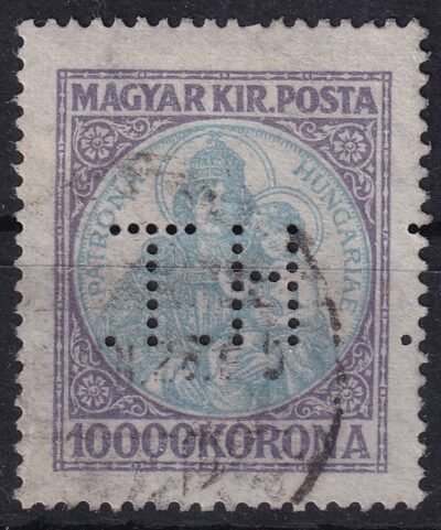 *H.T.* perfin bélyeg - 10 000 Koronás bélyegen!