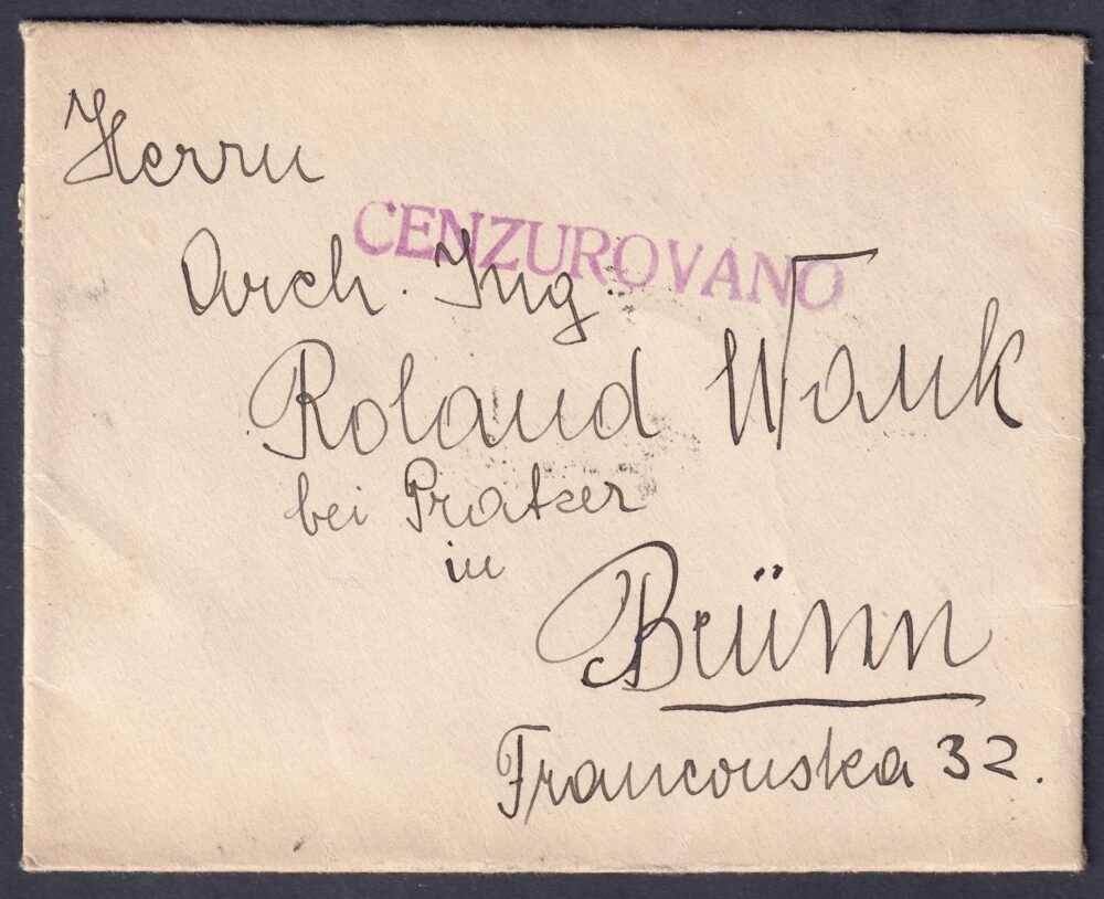 1922. Budapest, Brünbe feladott cenzúrázott levél
