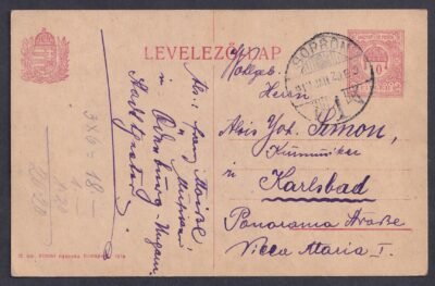 1917. Sopron, Karlsbad-ba feladott levelezőlap