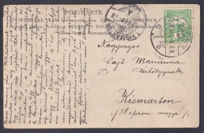 1908. Sopron, Kismartonba feladott képeslap