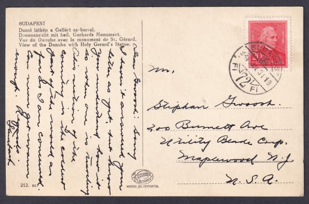 1934. USA-ba feladott képeslap