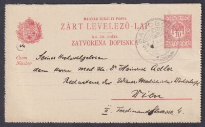 1914. Sanobor, Bécsbe feladott Zárt-Levelező-Lap