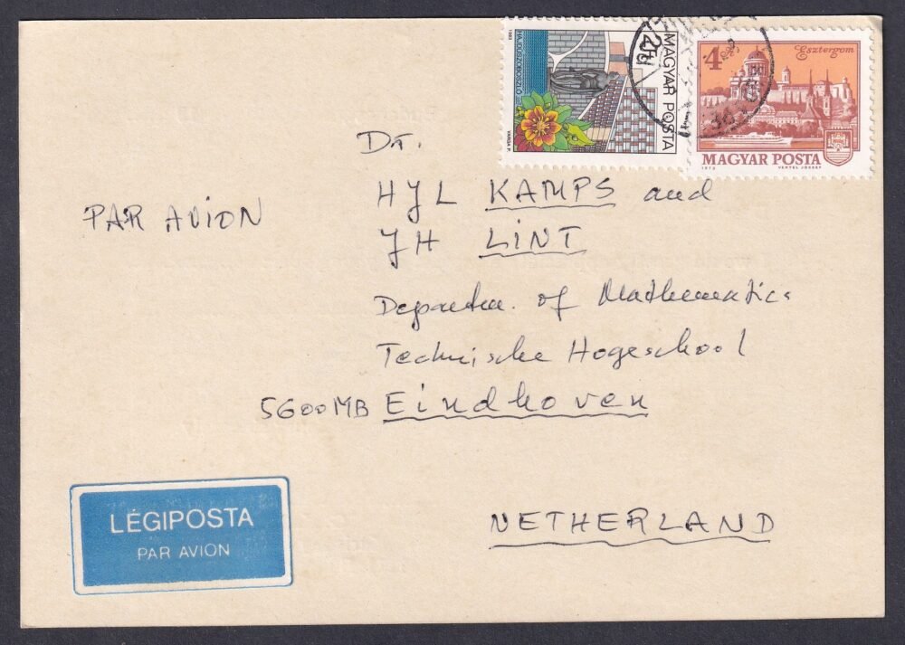 1987. Budapest, Hollandiába légipostán feladott levelezőlap