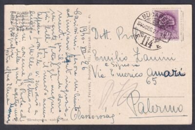 1940. Palermó (Olasz Királyság)-ba feladott képeslap