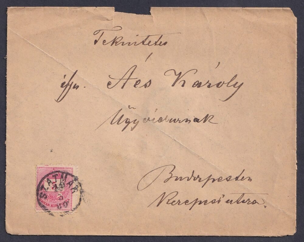 1880. Szatmár, Budapestre feladott levél