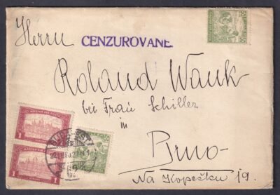 1921. Budapest, Brünn (Csehszlovákia)-ba feladott cenzúrázott levél