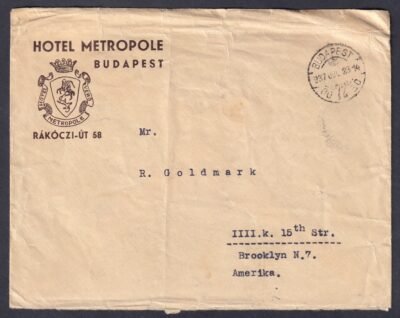 1937. Budapest, USA-ba feladott levél