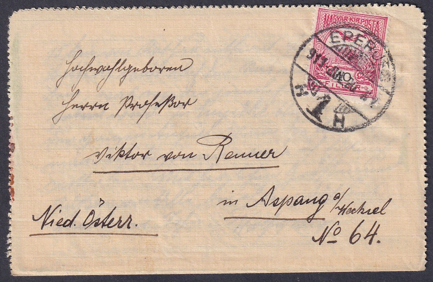 1911. Eperjes, Ausztriába feladott levél teljes tartalommal