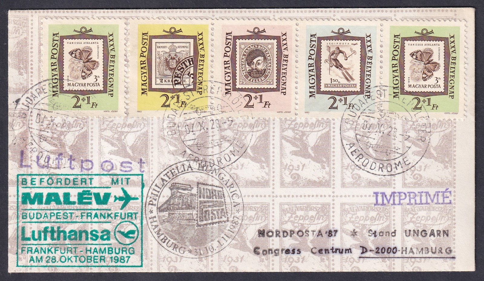 IMG_20250626_0034 1987. Budapest, Frankfurtba feladott alkalmi légi nyomtatvány boríték