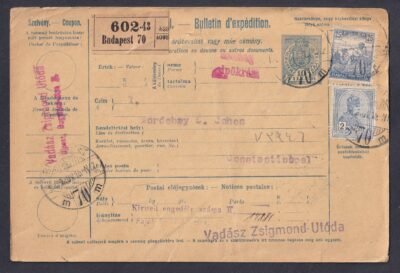 1915. Konstantinápolyba feladott szállítólevél