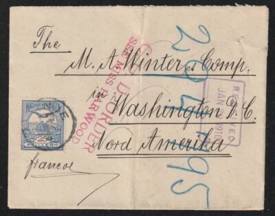 1910. BRINJE, Egyesült Államokba, Washington D.C.-be, M. A. Winter & Comp. nevű cég részére feladott levél