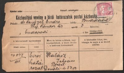 Kézbesítőszelvény darab
