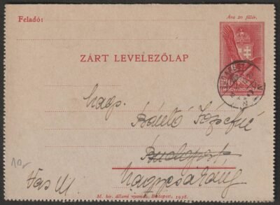 1938. Budapest, zárt levelezőlap