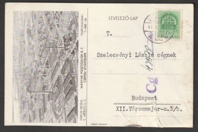 1941. Budapest, helyben feladott céges reklám képeslap