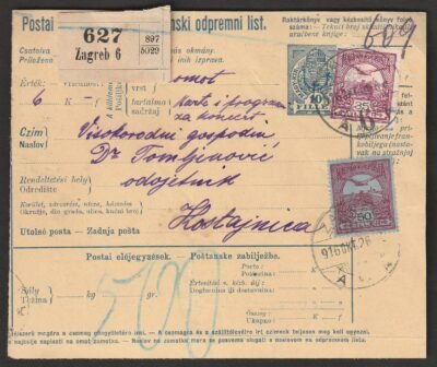 1916. Zagreb csomagszállító levél